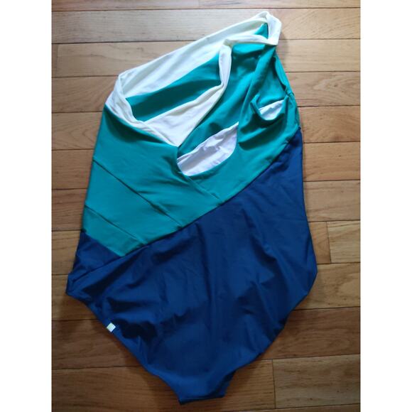 SUMMERSALT One Shoulder Swimsuit Size 22LT Ombre Blue Green One Piece Plus NWOTT - Picture 3 of 7